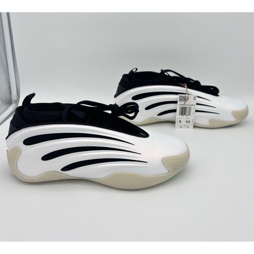 Adidas Harden Volume 9 Basketball Shoes White Black JH Mens 9 Brand New; No Box